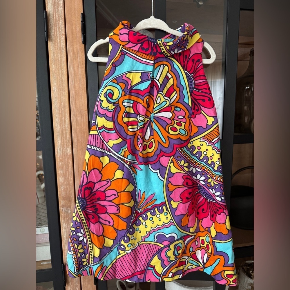 Vintage Lilly Pulitzer toddler girl dress sleeveless shift collar groovy print